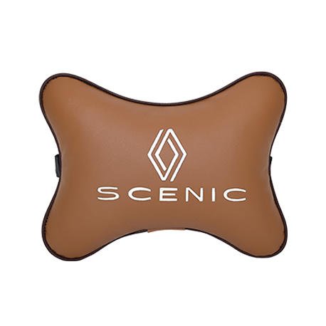 Подушка на подголовник экокожа Fox с логотипом автомобиля RENAULT Scenic