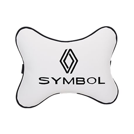 Подушка на подголовник экокожа Milk с логотипом автомобиля RENAULT Simbol