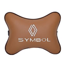 Подушка на подголовник экокожа Fox с логотипом автомобиля RENAULT Simbol