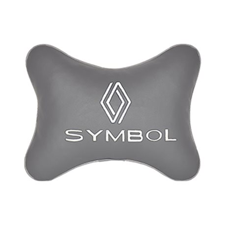 Подушка на подголовник экокожа L.Grey с логотипом автомобиля RENAULT Simbol
