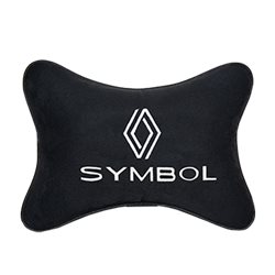Подушка на подголовник алькантара Black с логотипом автомобиля RENAULT Simbol
