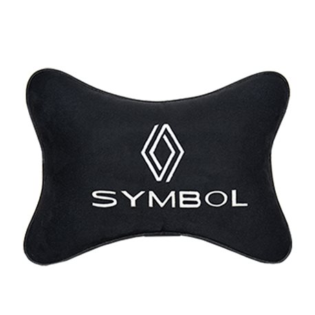 Подушка на подголовник алькантара Black с логотипом автомобиля RENAULT Simbol