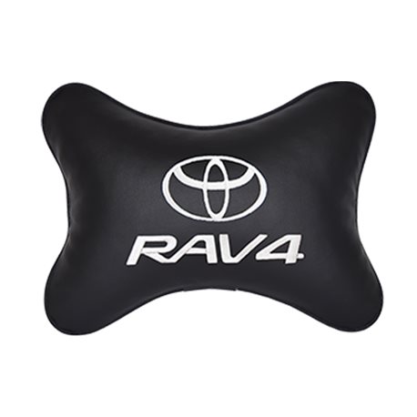Подушка на подголовник экокожа Black с логотипом автомобиля TOYOTA RAV4