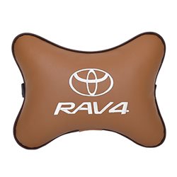 Подушка на подголовник экокожа Fox с логотипом автомобиля TOYOTA RAV4