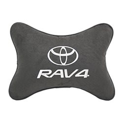 Подушка на подголовник алькантара D.Grey с логотипом автомобиля TOYOTA RAV4