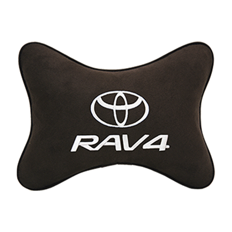 Подушка на подголовник алькантара Coffee с логотипом автомобиля TOYOTA RAV4