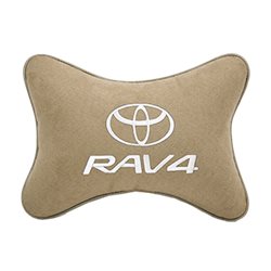 Подушка на подголовник алькантара Beige с логотипом автомобиля TOYOTA RAV4
