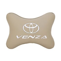 Подушка на подголовник экокожа Beige с логотипом автомобиля TOYOTA Venza