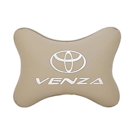 Подушка на подголовник экокожа Beige с логотипом автомобиля TOYOTA Venza