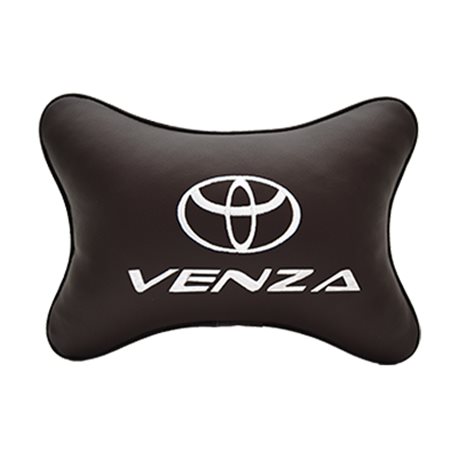 Подушка на подголовник экокожа Coffee с логотипом автомобиля TOYOTA Venza