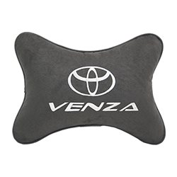 Подушка на подголовник алькантара D.Grey с логотипом автомобиля TOYOTA Venza