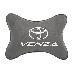 Подушка на подголовник алькантара L.Grey с логотипом автомобиля TOYOTA Venza