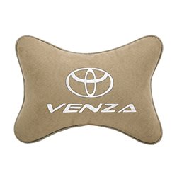 Подушка на подголовник алькантара Beige с логотипом автомобиля TOYOTA Venza