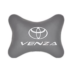 Подушка на подголовник экокожа L.Grey с логотипом автомобиля TOYOTA Venza