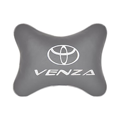 Подушка на подголовник экокожа L.Grey с логотипом автомобиля TOYOTA Venza