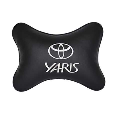 Подушка на подголовник экокожа Black с логотипом автомобиля TOYOTA Yaris