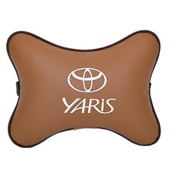 Подушка на подголовник экокожа Fox с логотипом автомобиля TOYOTA Yaris