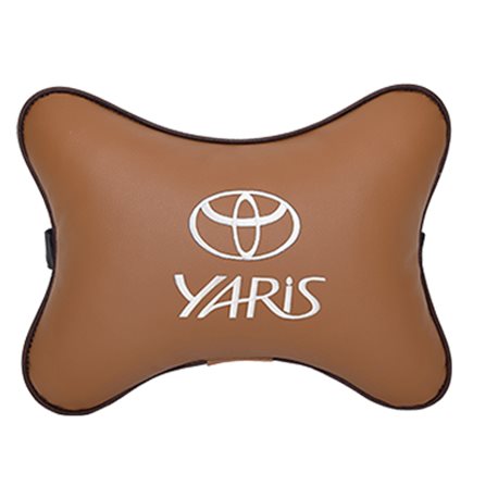 Подушка на подголовник экокожа Fox с логотипом автомобиля TOYOTA Yaris