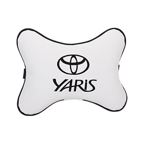 Подушка на подголовник экокожа Milk с логотипом автомобиля TOYOTA Yaris