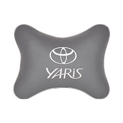 Подушка на подголовник экокожа L.Grey с логотипом автомобиля TOYOTA Yaris