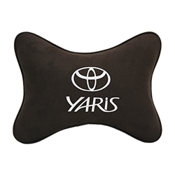Подушка на подголовник алькантара Coffee с логотипом автомобиля TOYOTA Yaris