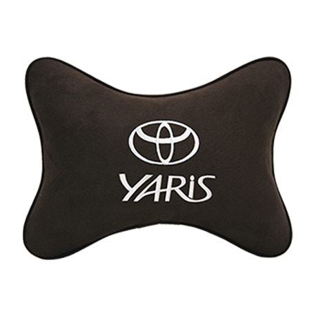 Подушка на подголовник алькантара Coffee с логотипом автомобиля TOYOTA Yaris