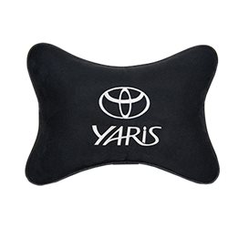 Подушка на подголовник алькантара Black с логотипом автомобиля TOYOTA Yaris