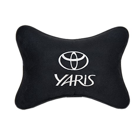 Подушка на подголовник алькантара Black с логотипом автомобиля TOYOTA Yaris