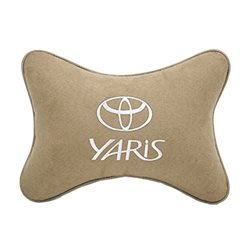 Подушка на подголовник алькантара Beige с логотипом автомобиля TOYOTA Yaris