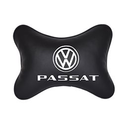 Подушка на подголовник экокожа Black с логотипом автомобиля VW Passat