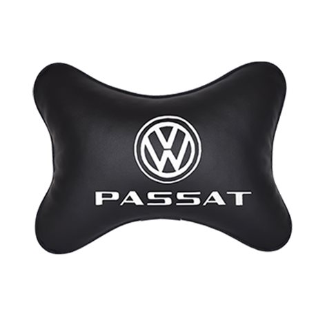 Подушка на подголовник экокожа Black с логотипом автомобиля VW Passat