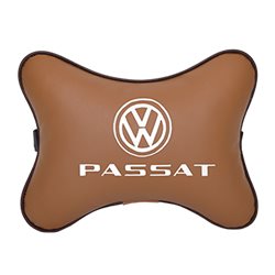 Подушка на подголовник экокожа Fox с логотипом автомобиля VW Passat