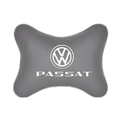 Подушка на подголовник экокожа L.Grey с логотипом автомобиля VW Passat