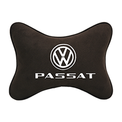 Подушка на подголовник алькантара Coffee с логотипом автомобиля VW Passat