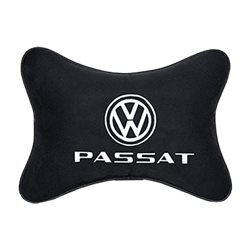 Подушка на подголовник алькантара Black с логотипом автомобиля VW Passat