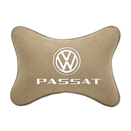 Подушка на подголовник алькантара Beige с логотипом автомобиля VW Passat