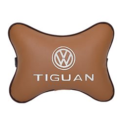 Подушка на подголовник экокожа Fox с логотипом автомобиля VW Tiguan