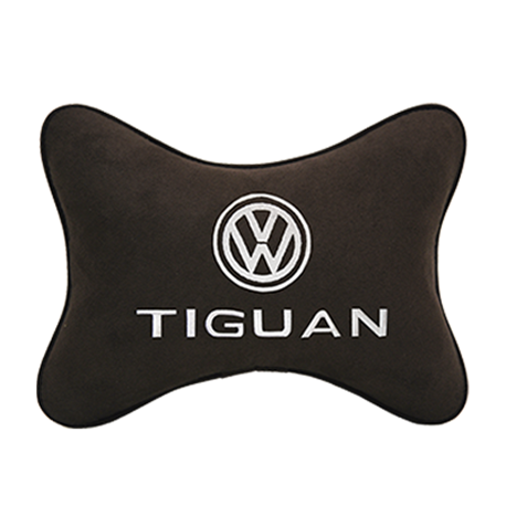 Подушка на подголовник алькантара Coffee с логотипом автомобиля VW Tiguan
