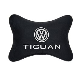 Подушка на подголовник алькантара Black с логотипом автомобиля VW Tiguan