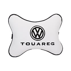 Подушка на подголовник экокожа Milk с логотипом автомобиля VW Touareg