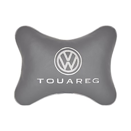 Подушка на подголовник экокожа L.Grey с логотипом автомобиля VW Touareg