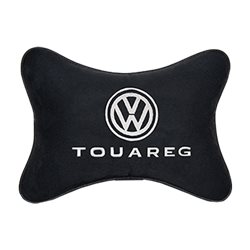 Подушка на подголовник алькантара Black с логотипом автомобиля VW Touareg