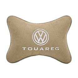 Подушка на подголовник алькантара Beige с логотипом автомобиля VW Touareg