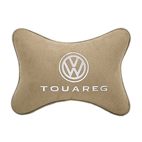 Подушка на подголовник алькантара Beige с логотипом автомобиля VW Touareg