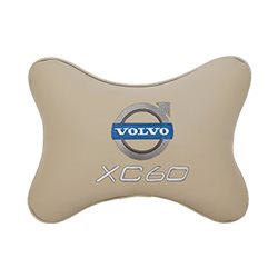 Подушка на подголовник экокожа Beige с логотипом автомобиля Volvo XC60