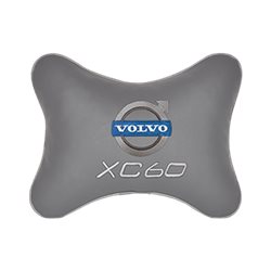 Подушка на подголовник экокожа L.Grey с логотипом автомобиля Volvo XC60
