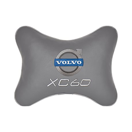 Подушка на подголовник экокожа L.Grey с логотипом автомобиля Volvo XC60