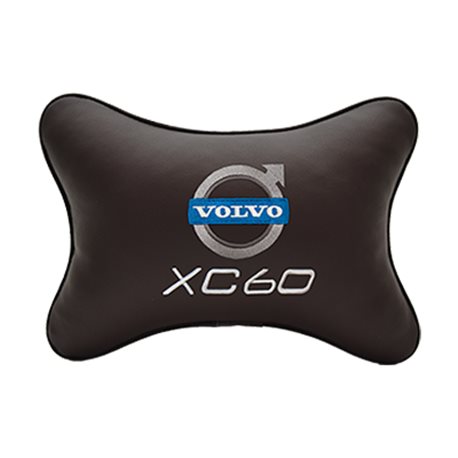 Подушка на подголовник экокожа Coffee с логотипом автомобиля Volvo XC60