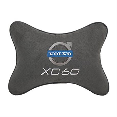 Подушка на подголовник алькантара D.Grey с логотипом автомобиля Volvo XC60