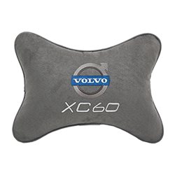 Подушка на подголовник алькантара L.Grey с логотипом автомобиля Volvo XC60